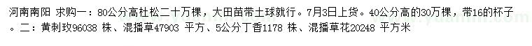 求購(gòu)杜松、黃刺玫、混播草等