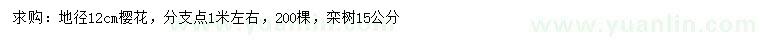 求購地徑12公分櫻花、15公分欒樹
