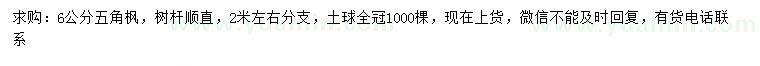 求購6公分五角楓