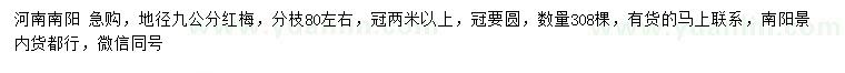 求購(gòu)地徑9公分紅梅