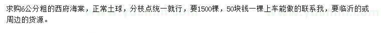 求購(gòu)6公分西府海棠