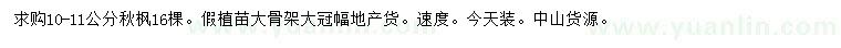求購10-11公分秋楓