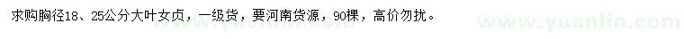 求購胸徑18、25公分大葉女貞