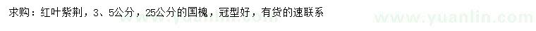 求購3、5公分紅葉紫荊、25公分國槐
