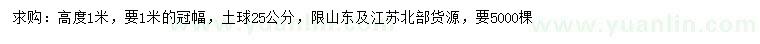 求購(gòu)高1米茶葉樹