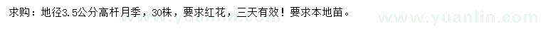 求購(gòu)地徑3.5公分高桿月季