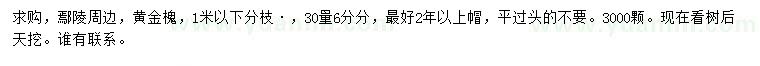 求購30量6分分黃金槐