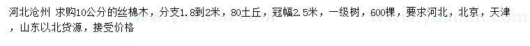 求購10公分絲棉木