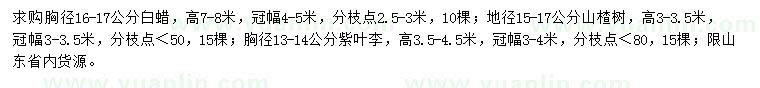 求購(gòu)白蠟、山楂樹(shù)、紫葉李