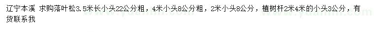 求購2、2.5、3.5、4米落葉松