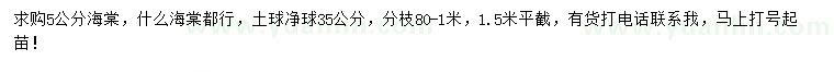 求購5公分海棠