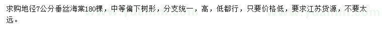 求購地徑7公分垂絲海棠
