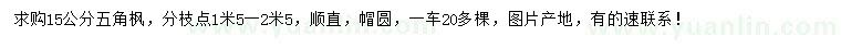求購15公分五角楓