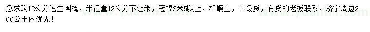 求購(gòu)米徑量12公分速生國(guó)槐