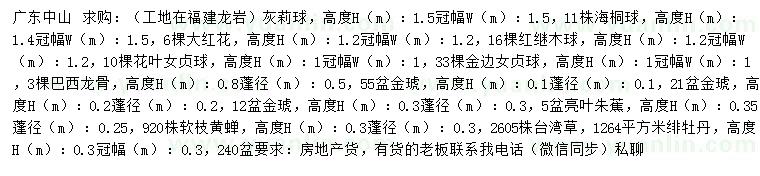 求購(gòu)灰莉球、海桐球、大紅花等