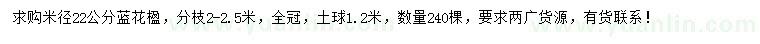 求購米徑22公分藍(lán)花楹