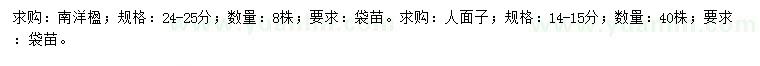 求購24-25公分南洋楹、14-15公分人面子
