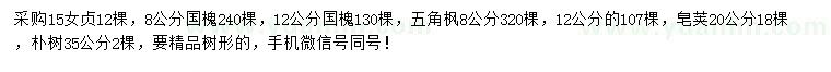 求購女貞、國槐、五角楓等