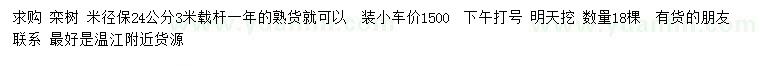 求購米徑保24公分欒樹