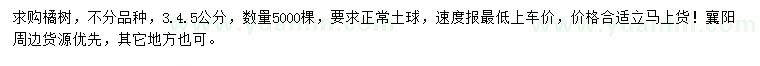 求購(gòu)3、4、5公分橘樹
