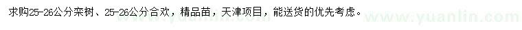 求購25-26公分欒樹、合歡