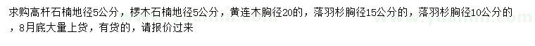 求購高桿石楠、欏木石楠、黃連木等