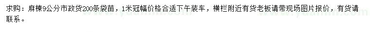 求購9公分麻楝