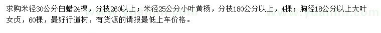 求購(gòu)白蠟、小葉黃楊、大葉女貞