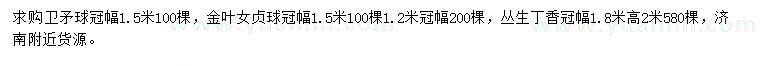 求購(gòu)衛(wèi)矛球、金葉女貞球、叢生丁香