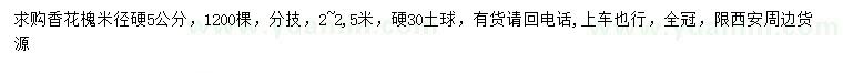 求購米徑硬5公分香花槐