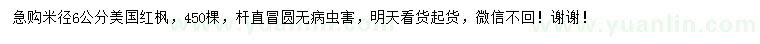 求購米徑6公分美國紅楓