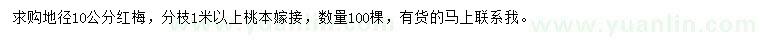 求購地徑10公分紅梅