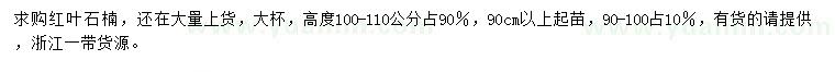 求購高90-110公分紅葉石楠