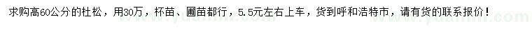 求購高60公分杜松
