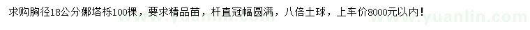 求購胸徑18公分娜塔櫟