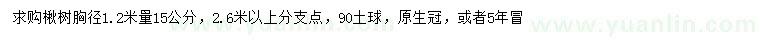 求購(gòu)1.2米量15公分楸樹(shù)