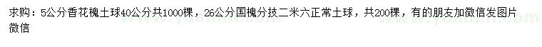 求購5公分香花槐、26公分國槐