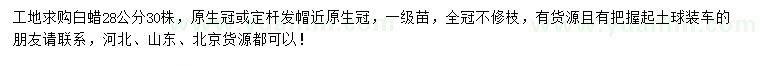 求購28公分白蠟