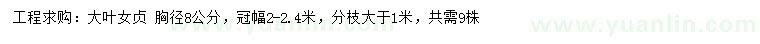 求購胸徑8公分大葉女貞