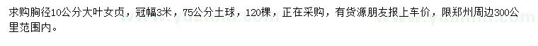 求購胸徑10公分大葉女貞
