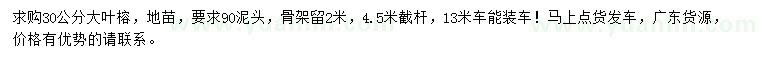 求購30公分大葉榕