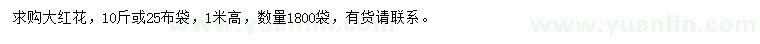 求購高1米大紅花
