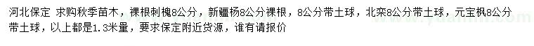 求購刺槐、新疆楊、高桿金葉榆等