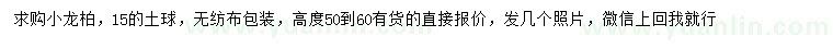 求購高50-60公分小龍柏