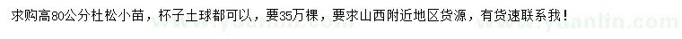 求購高80公分杜松