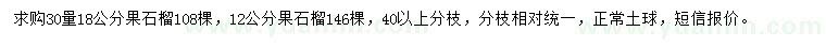 求購30量12、18公分果石榴