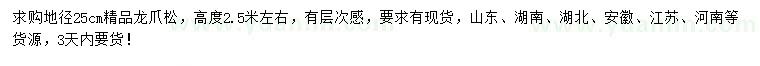 求購(gòu)地徑25公分龍爪松
