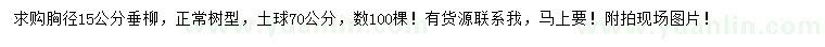 求購胸徑15公分垂柳