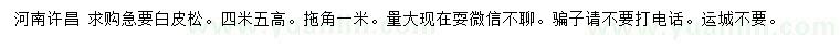 求購高4.5米白皮松