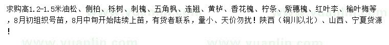 求購油松、側(cè)柏、櫟樹等